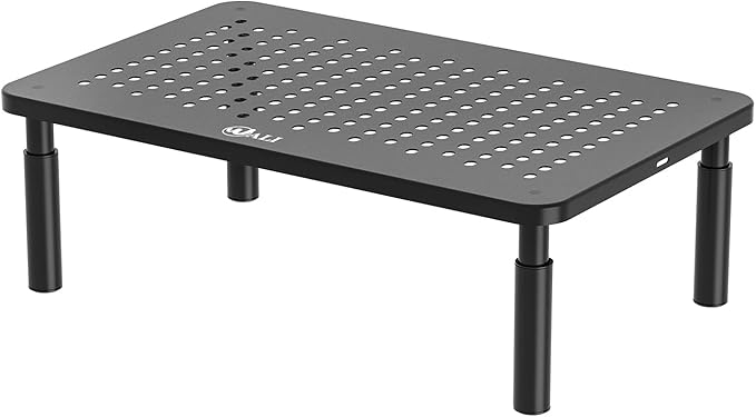 WALI Dual Monitor Stand for Desk, Adjustable Laptop Riser, up to 44 lbs | Monitor Riser Under-Desk Storage, Fits Monitors, Computer, Printers, for Home, Office, School (STT003-2), 2 Pack, Black by WALI