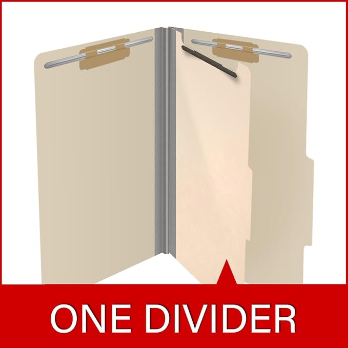25 Pt. Pressboard Classification Folders, 2/5 Cut ROC Top Tab, Legal Size, 1 Divider, Manila (Box of 10) - Image 8