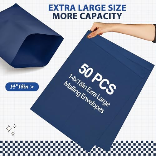 Motipuns 50 Pcs 14'' x 18'' Large Mailing Envelopes 32lb with Gummed Flaps - Image 4