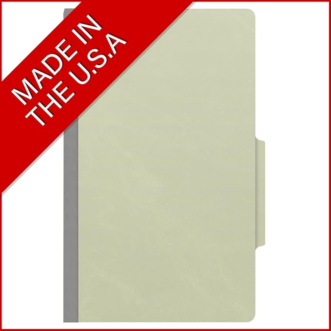 25 Pt. Pressboard Classification Folders, 2/5 Cut ROC Top Tab, Legal Size, 1 Divider, Light Green (Box of 10) - Image 5