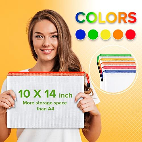 22 Pack Mesh Zipper Pouch Bags 10x14 inch - Plastic Zipper Pouches for Organizing - Document Bags With Zippers - Letter Size Zippered Pouch - Document Pouches With Zippers - Image 3