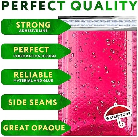 Metallic Bubble Mailers, Hot Pink Glossy Padded Envelopes 4.25 x 7 Inches, Cushion Bubble Shipping Bags, Self Seal Mailing Envelopes, Pack of 600 - Image 3