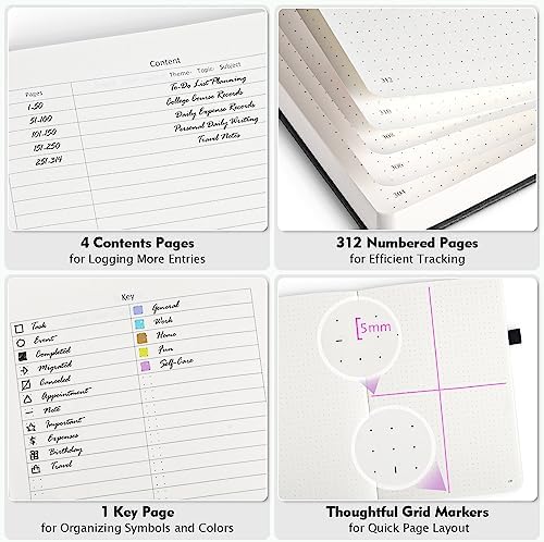 5 Pack Bullet Dotted Notebook Bulk, A5, 312 Numbered Pages Dot Journal Set - Image 4