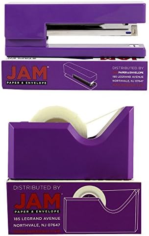 JAM PAPER Complete Desk Kit - Purple - Stapler, Tape Dispenser, Staples, Journal, Le Pens, Rubber Bands, Paper Clips & Binder Clips - 8/Pack - Image 6