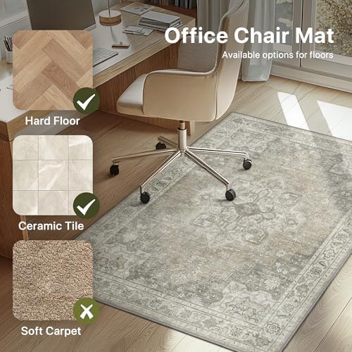 48"x60" Office Chair Mat for Hardwood Floor, Non-Slip Washable Trench - Image 3
