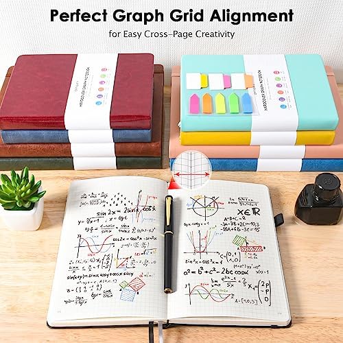 5 Pack Graph Paper Notebook Bulk, A5, 312 Numbered Pages Grid Journal Set - Image 6