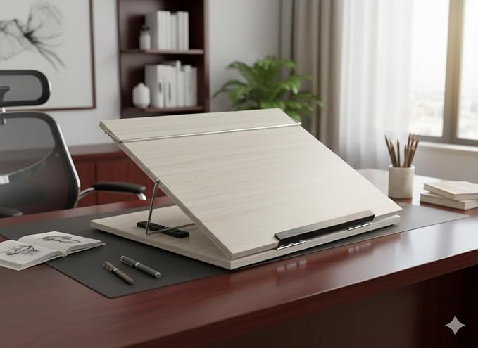 Wooden Laptop Stand Desk Organizer for Writing/Sketching/Reading Table Top Premium Wooden Desk Organizer Small Size (12 * 16 inches) with Height Adjustable (Make in India) by LUVYANSH