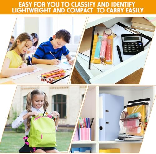 Zhehao 200 Pcs A6 Zipper Pouch Bulk, Clear Pencil Envelopes, Black - Image 5