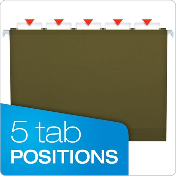 Pendaflex Extra Capacity Reinforced Hanging File Folders, 2", Letter Size, Standard green, 1/5 Cut, 25/BX (04152X2) - Image 4