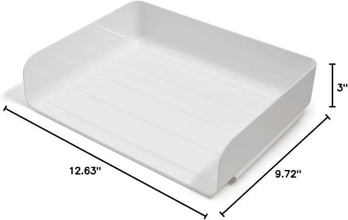 TRU RED Side‑Load Stackable Letter Tray, Plastic, White, 12/Carton – High‑Volume Desktop Paper Organizer for Office Use - Image 6