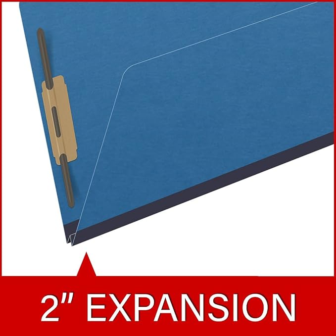 Ecom Folders End Tab Pressboard File Folders | Legal Size 25 Pt Stock with 2" Tyvek Expansion | Full Cut Tabs for Medical Charts, Legal Documents & Office Records | Royal Blue, Box of 25 - Image 7