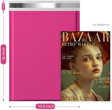 Fuxury Hot Pink Bubble Mailers Bulk 10.5x16 Inch 250 Pack Padded Envelopes - Image 2