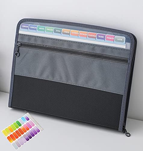 NAFY Expanding File Folder, 13 Pockets Document Organizer with Zipper, A4 Letter Size Portable Accordion Expanding File Folders with 27pcs Multicolor Labels for Home Office School Supplies (Black) by Nafy