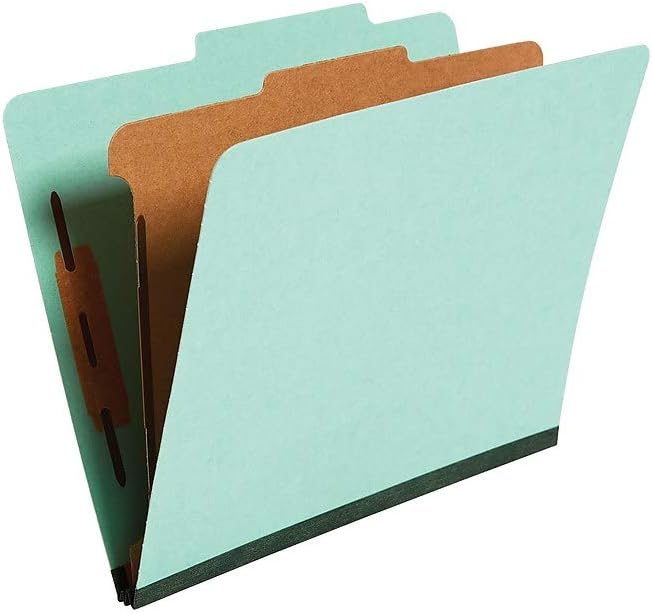 Staples 60% Recycled Pressboard Classification Folder, 1-Divider, 1.75" Expansion, Letter Size, Light Green, 20/Box - Image 2