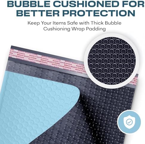 Light Blue Bubble Mailers 7.25x12 Poly Padded Envelopes #1 200 Pack - Image 6
