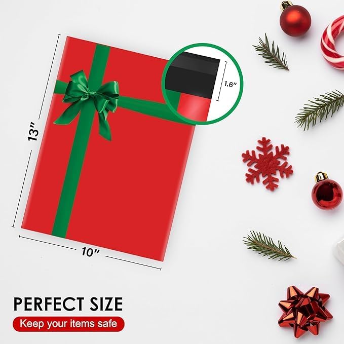 Christmas Poly Mailers 10x13, Shipping & Mailing Bags, 250 Pack Bulk - Image 3