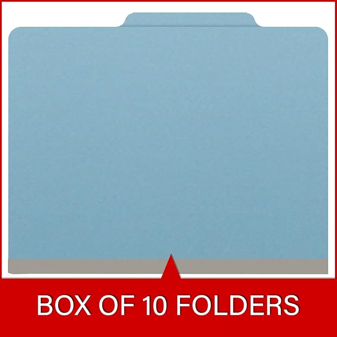 25 Pt. Pressboard Classification Folders, 2/5 Cut ROC Top Tab, Letter Size, No Dividers, Light Blue (Box of 25) - Image 6