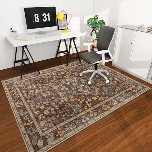 chakme Office Chair Mat for Hardwood Floor, 72"x48" Easy Glide Computer Desk Mat Protector for Rolling Chair Under Desk Rug Nonslip Backing, Machine Wash, (Floral) by CHAKME