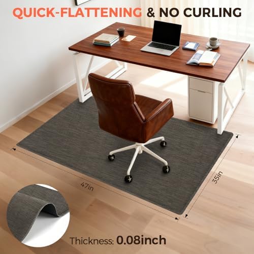 BAGAIL Office Chair Mat for Hardwood Floor, 35"x47" Heavy Duty Computer Chair Mat - Fast Flat & Smooth Glide - Non-Slip Desk Chair Floor Protector for Home Office - Dark Brown - Image 4