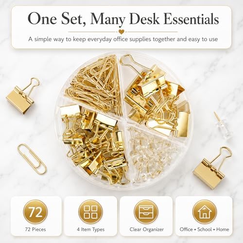 Paper Clips Binder Push Pin Set, Assorted Sized Binder Clips - Image 2