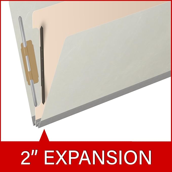 25 Pt. Pressboard Classification Folders, 2/5 Cut ROC Top Tab, Legal Size, 1 Divider, Light Gray (Box of 10) - Image 7