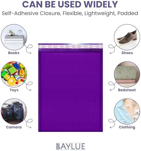 Purple Bubble Mailers 10x13, Self Seal Poly Padded Envelopes, 100 Pack Bulk - Image 5