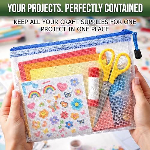 5 Pack Mesh Zipper Pouch Bags 10x14 inch - Plastic Zipper Pouches for Organizing - Document Bags with Zippered - Letter Size Zippered Pouch - Document Pouches Clear Zip Bags - Mesh Storage Bags - Image 4