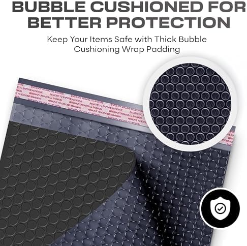Jet Black Bubble Mailers 12x15, Self Seal Poly Padded Envelopes, 100 Pack - Image 6