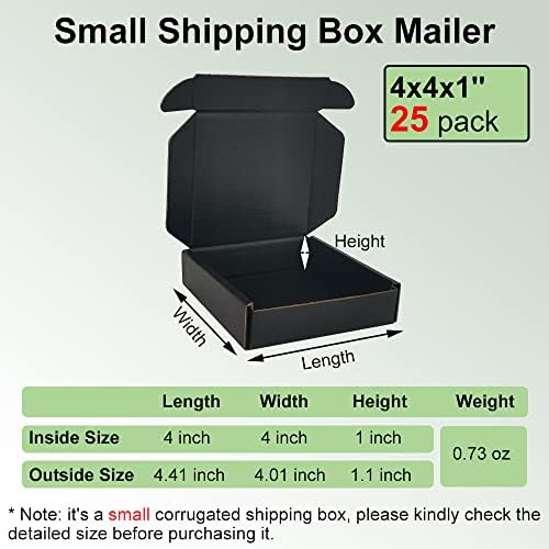 25 Pack 4x4x1'' Small Shipping Boxes, Black Corrugated Cardboard Mailers for Mailing Packaging Business (BK441-25) - Image 2