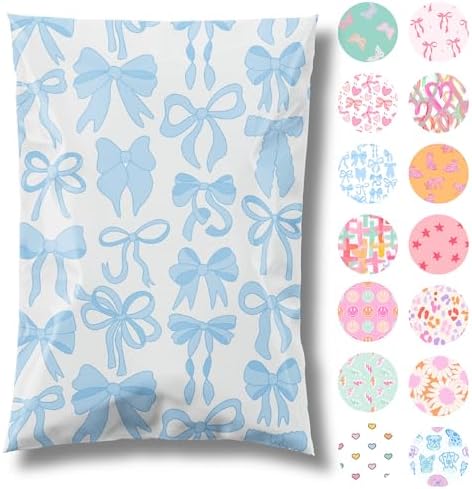 Pretty Package Store Poly Mailer 24x24, Blue Bows, 50 Pack by PrettyPackageStore