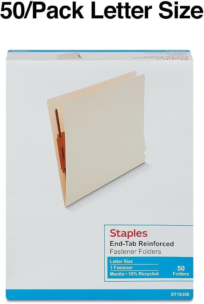 Staples® Reinforced Classification Folder, Letter Size, Manila, 50/Box (ST18356-CC) - Image 3