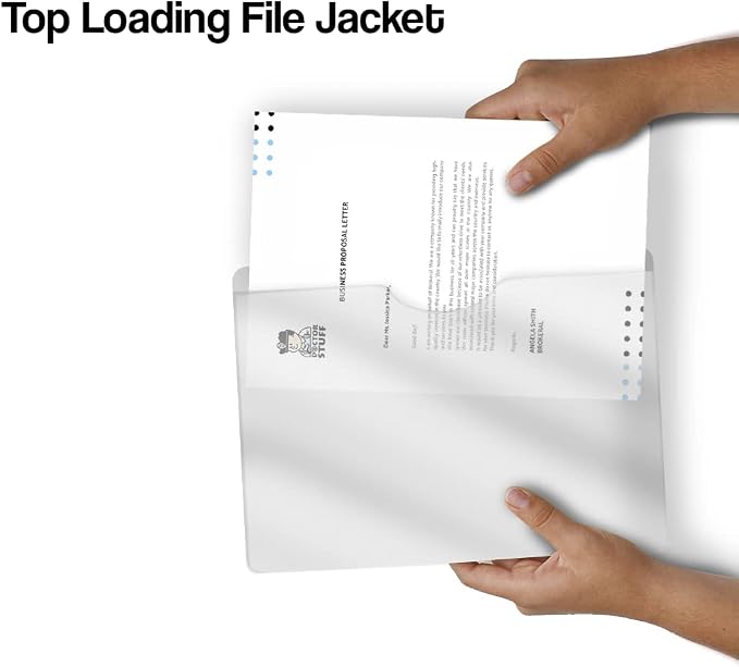 Frosted Clear Vinyl Pocket Folder, Doctor Stuff, Closed Sides, Letter Size, Clear Front Top Loading Job Jacket, Documents Holder for Office, High School and Medical Files, Pack of 25 - Image 5
