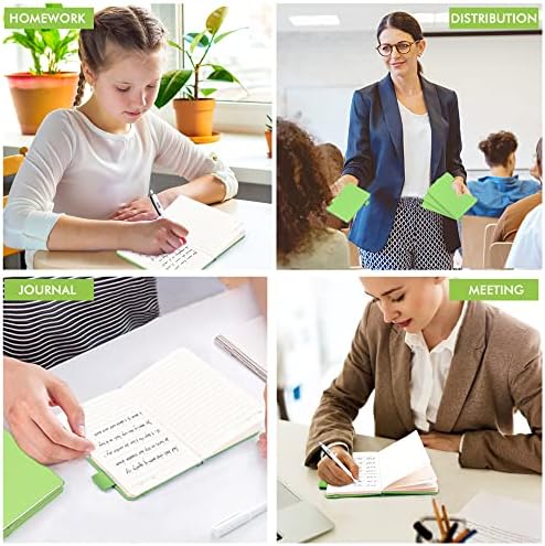 feela 15 Pack Pocket Small Notebooks Bulk, Mini Cute Memo Notepads Hardcover College Ruled Lined Journals with Pen Holder for Women Girls Office School, with 15 Black Pens, 3.5”x 5.5”, A6, Green - Image 7