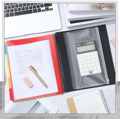 Yeaqee 6 Pack 10 Pocket Project Organizer Spiral Multi Pocket Folders Binder Organizer with Dividers Writable Tabs Zipper Pouch, Letter Size Plastic Folders for School Office - Image 6