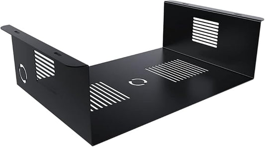 Under Desk PC Mount UCM-654 — Made in USA, Heavy-Duty Tech Support Bracket | Desktop Computers, PC, CPU, Gaming Console Mounting Application | Black Powder Coated Steel — 16W x 5H x 11D (1 Pack) by Oeveo