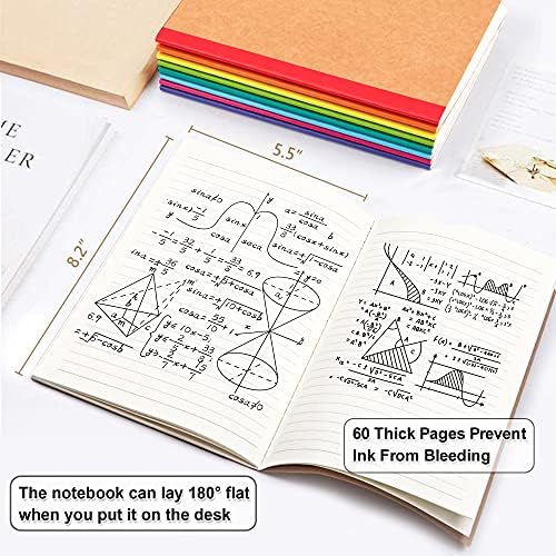 feela 16 Pack Composition Notebooks Bulk, Kraft Cover Lined Blank College Ruled Composition Travel Journals with Rainbow Spines For Women Students Business, 60 Pages, 8.3”x 5.5”, A5, 8 Colors - Image 2