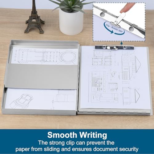 ZCZN Aluminum Clipboard with Storage and Clip Recycled, Clipboard Folder, Sturdy Letter Size Recycle Metal Form Holder for Business Office Medical Professionals, Letter Size (Silver) - Image 2