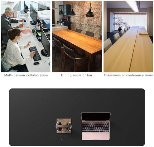 Cacoy 66.9'' x 27.5'' Leather Desk Pad Blotter Protector, Large Gaming Keyboard Mouse Pad, Faux Leather Desk Mat for Desktop and Laptop, Waterproof XXXL Extended Desktop Keyboard Mouse Mat, Black - Image 7