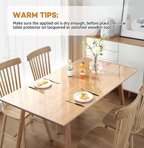 PoPoTo 38x38 Inch New Clear Plastic Desk Pad Dining Table Protector Tablecloth Mat Office Desk Blotter 1.5mm Thick Transparent Waterproof Odorless No-Slip Vinyl Table Cover for Wooden Glass Countertop - Image 6