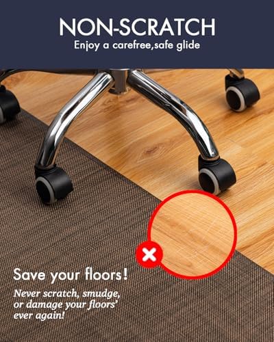 BARoyal Office Chair Mat for Hardwood Floor Under Desk Computer Rolling Chair Mat for Wood/Tile Floor Non-Slip Heavy Duty Desk Rug PVC Plastic Hard Floor Protector 48" x 60"(Coffee) - Image 2