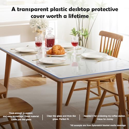 Clear 14x60 in Small Office Desk Blotter Mat Clear Plastic Table Protector Cover Pad PVC Topper Surface Proection Mat Pad Anti Scratch Table Mat Glass End Table Protector Waterproof Easy Clean - Image 7