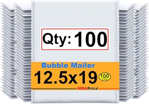 iMBAPrice 100-Pack #6 (12.5" x 19") Premium Pure White Color Self Seal Poly Bubble Mailers Padded Shipping Envelopes (Total 100 Bags) by iMBAPrice
