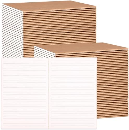 LABUK 100 Pack Lined Kraft Notebooks, A5 Journals Bulk, 8.3x5.5 Notebook Bulk for Traveler Journal, Students Gift School Office Supplies (30 Sheets/60 Pages) by LABUK