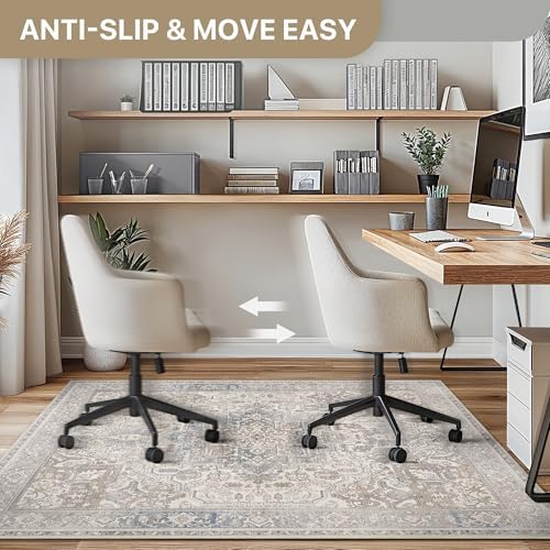 48"x60" Office Chair Mat for Hardwood Floor, Non-Slip Washable Khaki Blue - Image 5