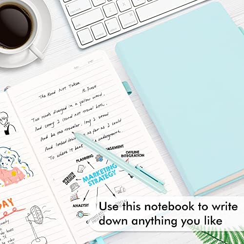 feela 24 Pack Journal Notebook Bulk for Work, Business Notebook Hardcover Lined Writing Journal with Pen Holder for Students Women Note Taking, with 24 Black Pens, 120 GSM, 5.1”x8.3”, A5, Sky Blue - Image 4