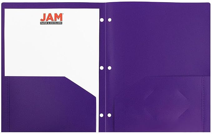 JAM PAPER Heavy Duty Plastic 3 Hole Punch Pocket Folders - Extra Tough School Folders - Purple - 24/Pack - Image 5