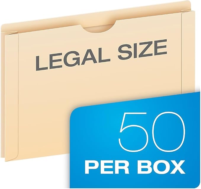Pendaflex File Jackets, Legal Size, Manila, 2" Expansion, Reinforced Straight-Cut Tabs with Thumb Cut, 50 Per Box (23200EE), Beige - Image 5