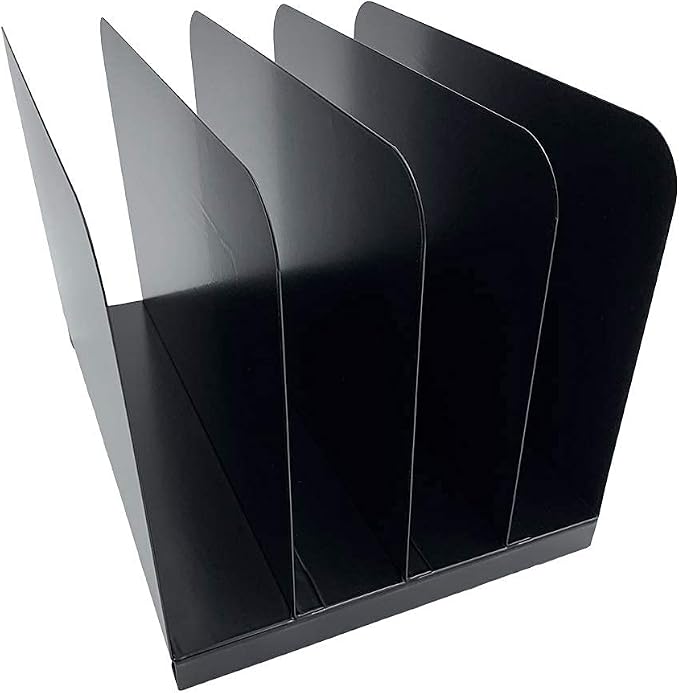 Huron Desktop File Organizer Vertical 4 Slot, Black Commercial Grade Steel - Image 2