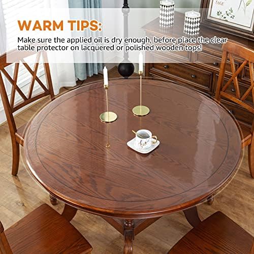 Round PVC Clear Table Protector 1.5mm Thick Multi-Size Plastic Tablecloth Large Clear Vinyl Table Pad Mat Protective for Office Desk Dining Coffee End Dinner Tabletop Wipeable Waterproof 48 inch Dia - Image 5