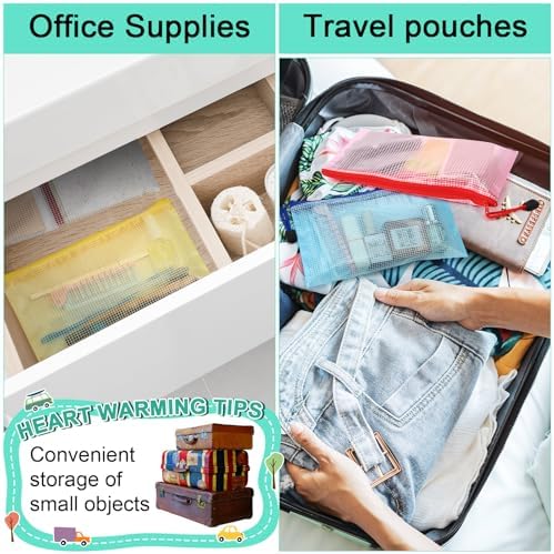 Mimorou 100 Pcs Mesh Pencil Pouch Bulk, Clear Organizer Bags, Vivid Color - Image 4